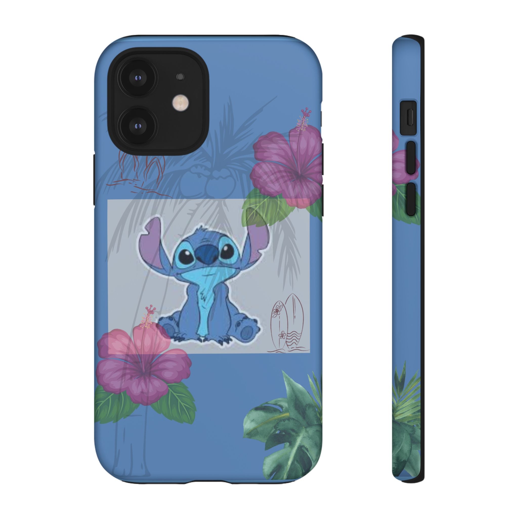 Stitch Tropical Tough Phone Case – Hawaiian Hibiscus Surfboard Design