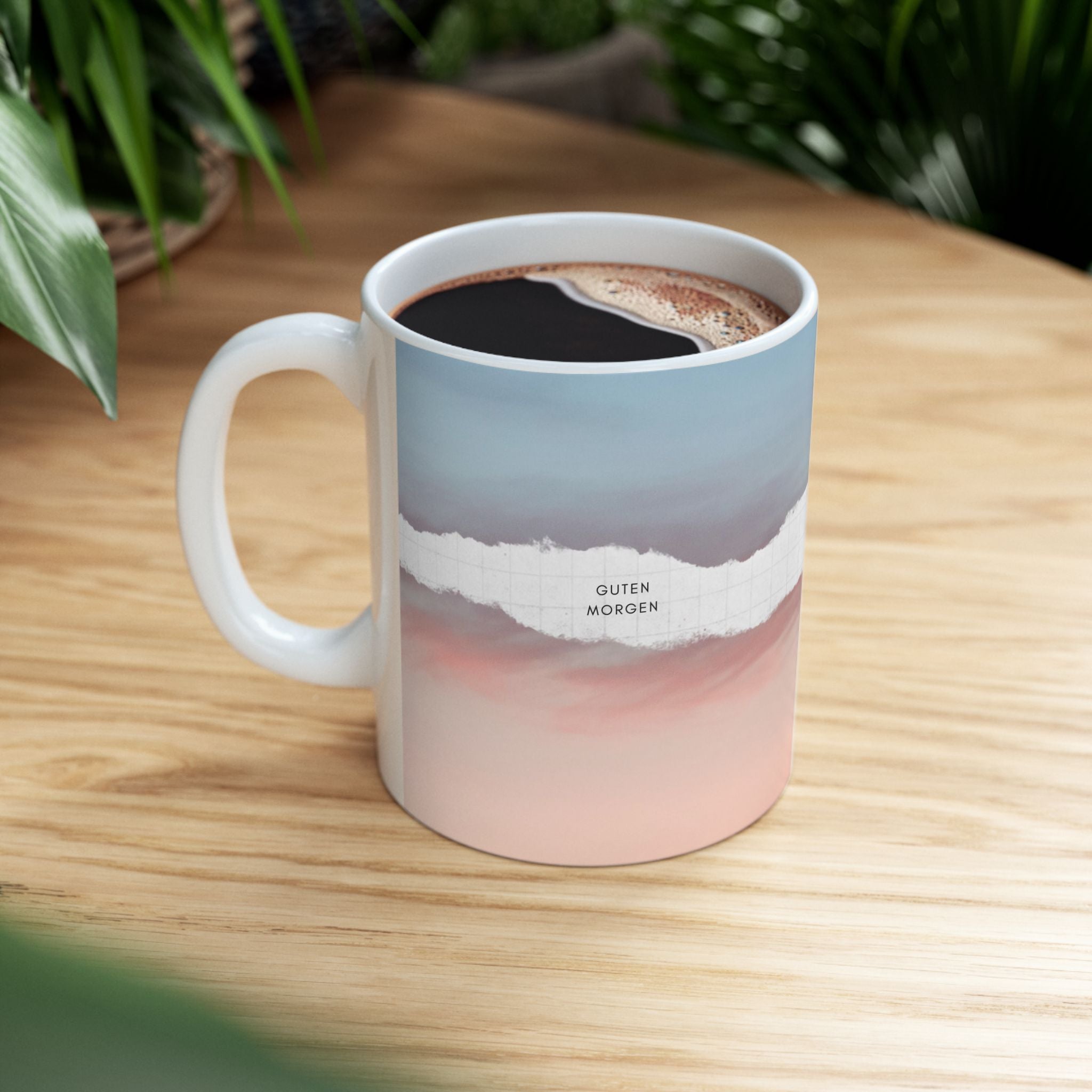 Sunset Gradient Ceramic Mug — Pastel Torn Paper Design (11oz & 15oz)