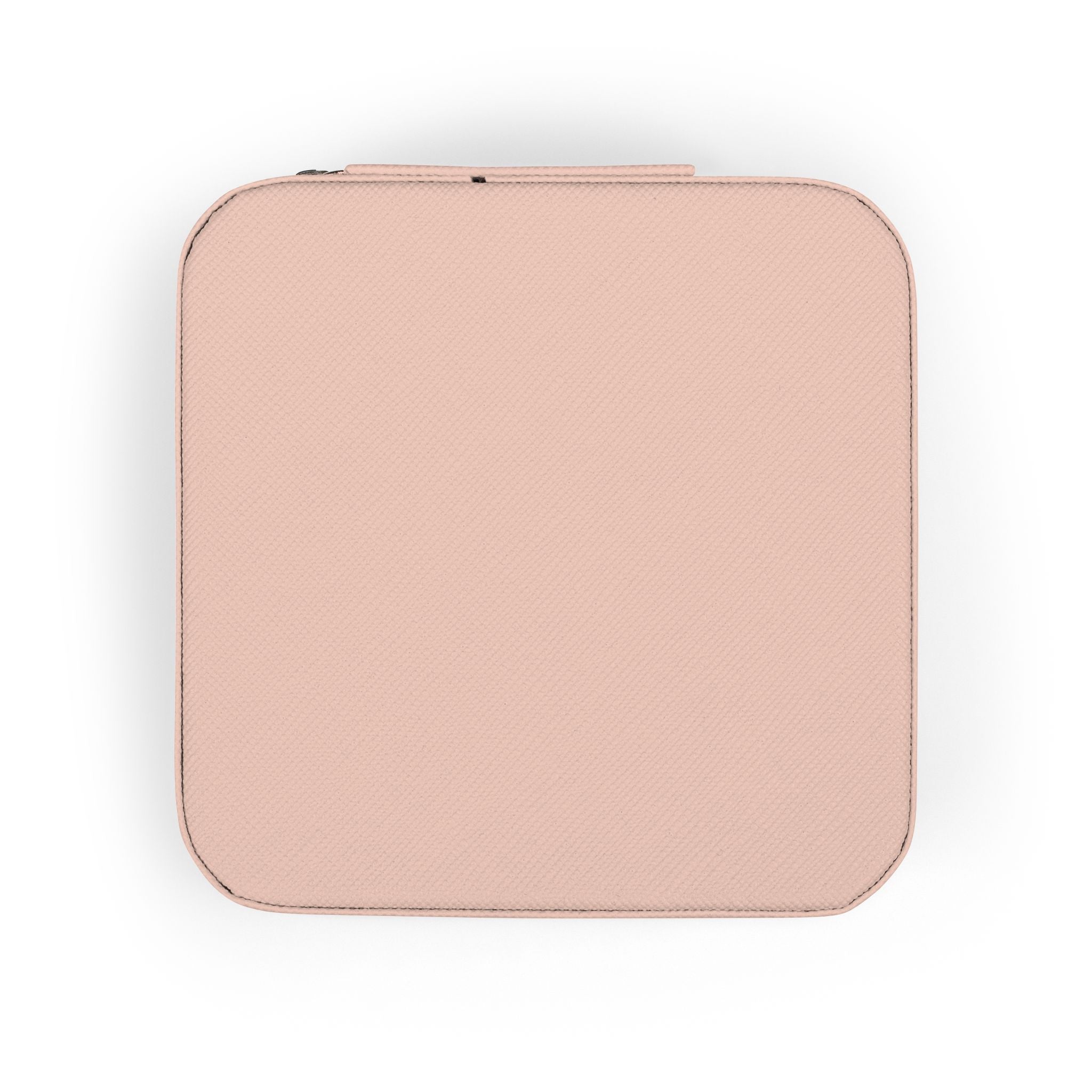 Compact Pink Travel Jewelry Case — Portable Organizer with Ring Slots & Compartments