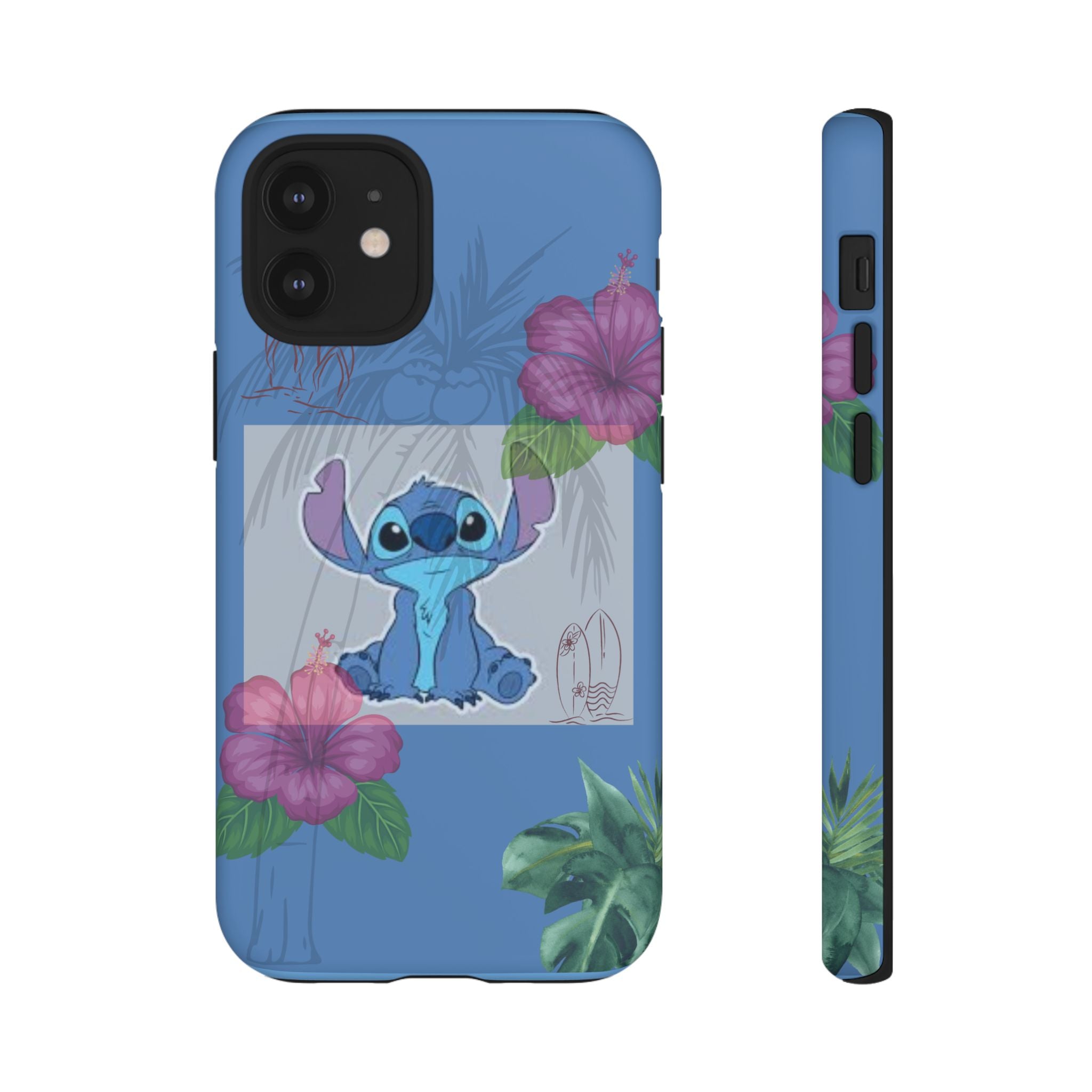 Stitch Tropical Tough Phone Case – Hawaiian Hibiscus Surfboard Design