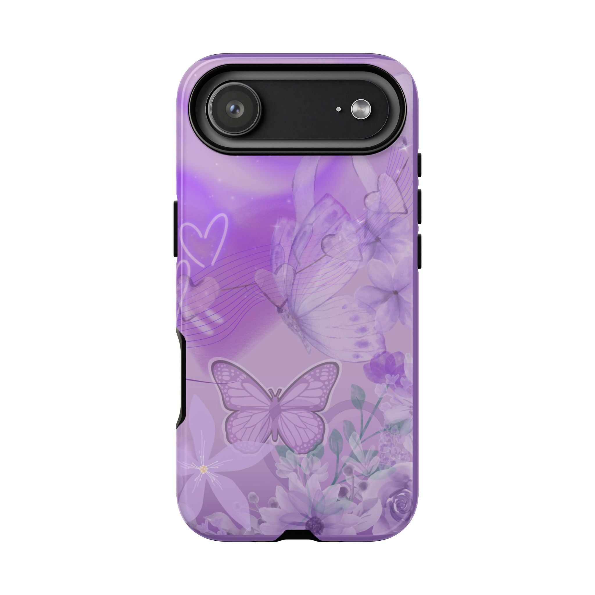 Purple Butterfly Tough Phone Case — Floral Protective iPhone Cover